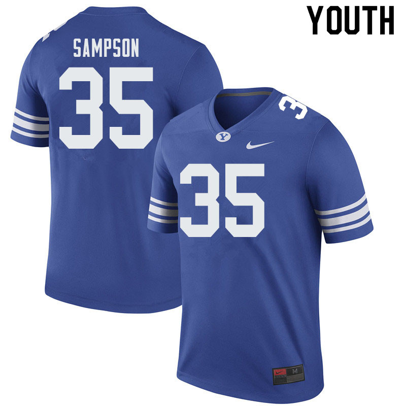 Youth #35 Nate Sampson BYU Cougars College Football Jerseys Sale-Royal